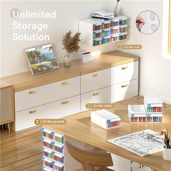 Diamond Painting Storage, 4 Pack Stackable Bead Organizer 140 Slots Container - Picture 2 of 7